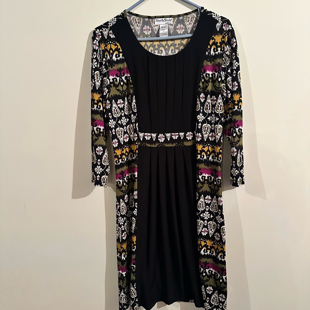 NorthStyle Black and Multicolor Patterned Dress
